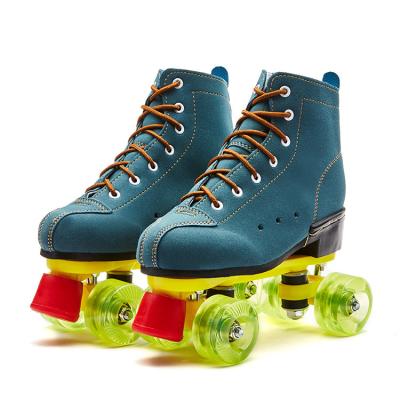 China PU Graffiti Women Men Roller Skates High Top 4 Wheels Unisex Shiny Shoes/Leather Rainbow/Pure Colors For Your DIY Design for sale