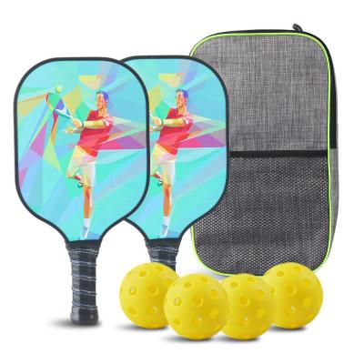 China Outdoor or Indoor Play USAPA Approved Carbon Fiber Pickleball Paddle Set 2 Racket 4 Balls With Bag Pickleball Rackets Carry Set for sale