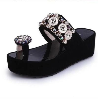 China New Summer Style Lightweight Rhinestone Women's Slope Sandals Fashion Slippers for sale