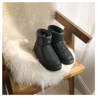 China Wholesale Anti-skid Comfortable Cheap Price TPR Sole Warm Fur Winter Black Snow Boots for sale