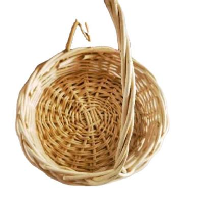 China Custom Empty Wicker Gift Viable Decorative Willow Storage Basket With Handle for sale