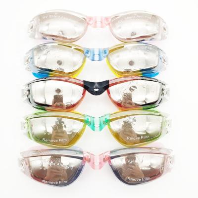 China Silver Swimming Plating Mirrored Coating Sports Swim Goggles Kids Swimming Goggles With Ear Plug Surf Ear Plugs for sale