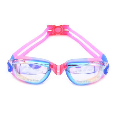 China Rainbow Color Swimming No Leaking Anti Fog Protective Tempered Glass Kids UV Sports Swimming Swim Goggles for sale