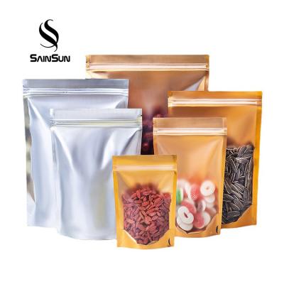 China High Quality Translucent Moisture Proof Aluminum Foil Stand Food Bag Ziplock Stand Up Pouch Mylar Bag For Food Storage for sale