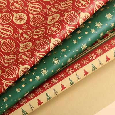 China New Anti-Curl Brown Kraft Paper Christmas Gift Wrapping Paper for sale