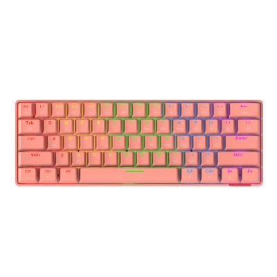 China New STK61 Ambidextrous Rainbow Lights BT 3.0 Dual Mode Compact 61 Key Gaming Mechanical Keyboard For IOS Android for sale