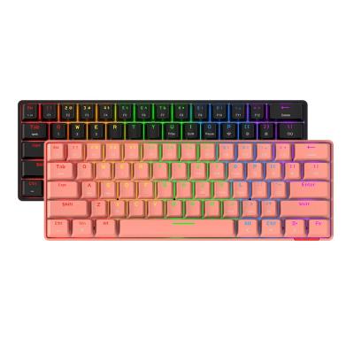 China Hot Sale STK61 Tilt Adjustable Function Rainbow Colors BT 3.0 Dual Mode Compact 61 Key Gaming Mechanical Keyboard For IOS for sale