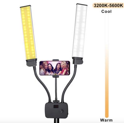 China Plastic+ ABS+Aluminum New Arrival AL45X Double Arms Fill Ring Light With LCD Digital Display And Phone Holder for sale