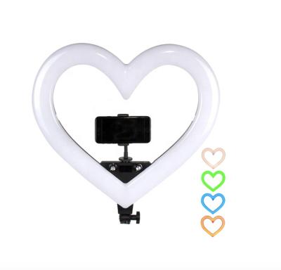 China Plastic+ ABS Plastic+ multi color LED lighting 19inch heart shape selfie ring light+160cm dimmable colorful tripod for sale