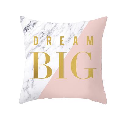 China Geometry Color Anti-Static Marble Tile Covers 18 x 18 Large English Pattern Customized Dream Letter Printed Sublimation Pillow Cases for sale