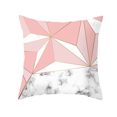 China falx Linen18x18 InchPink triangle pattern marble bottom anti-static unilateral printed geometric cousions cover hot sale pillow for sale