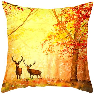 China Anti-Static Forest Theme Luxury Autumn Pillow Covers Scenery Painting Printing Pillowcase Tile Cover Custom Made In China Factory for sale