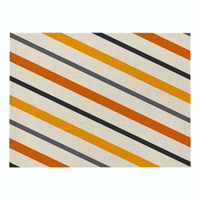 China Custom Wholesale New Stocked Stripe Printed Canvas Area Rug, Waterproof Kitchen Area Rug for sale