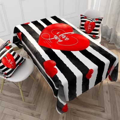 China Waterproof Valentine's Day Tablecloth Canvas Customization, Holiday Letter Series Square Waterproof Tablecloth for sale