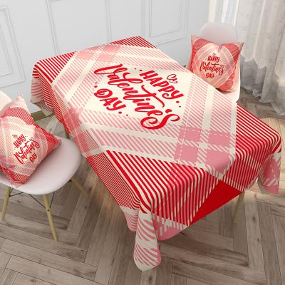 China Valentine's Day tablecloth series waterproof canvas square letter holiday customization tablecloth for sale