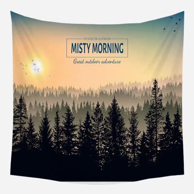 China Square Seaside Sunset Explosion Explosion Square Minimalist Nordic Style CIS Cloth Art Wall Tapestry Blanket Hanging Natural Landscape for sale