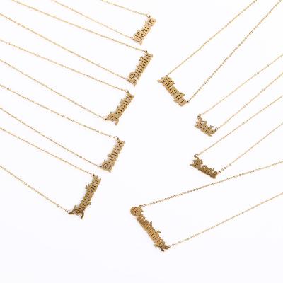 China New Hiphop Stainless Steel Name Gold Necklace Customized Stainless Steel Jewelry Name Lady Stainless Steel Necklace for sale