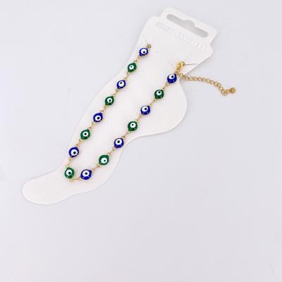 China 2021 New Hiphop Color Dripping Eye Stainless Steel Anklet, Ladies Dripping Color Stainless Steel Anklet for sale