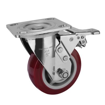 China Factory Direct Selling Stainless Steel Flat Freestanding Bracket Caster Heavy Duty Locking Casters for sale