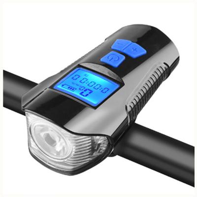 China ABS Plastic Bicycle Accessories Good Quality Horn LED Cycle Front Headlight Bicycle Light With Bike Computer Tachometer Odomete for sale