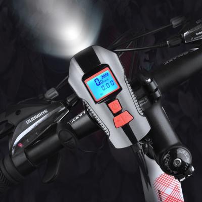 China ABS 350 Lumen 1500mAh USB Plastic Waterproof Rechargeable Bike Light Led Front Flashlight Bicycle Light With Horn Code Meter Display for sale