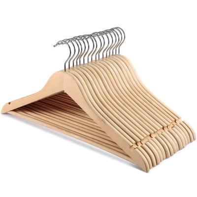 China Traditional Wooden Smooth Finished High Grade Wooden Suit Hanger Hangers For Clothes Suit for sale