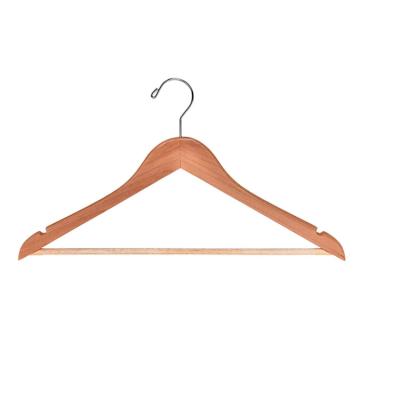 China Traditional Wooden Trouser Hangers Base eans Skirt Hanger Skirt Hanger With 2-Adjustable Clips Anti Rust Hook Natural Color for sale