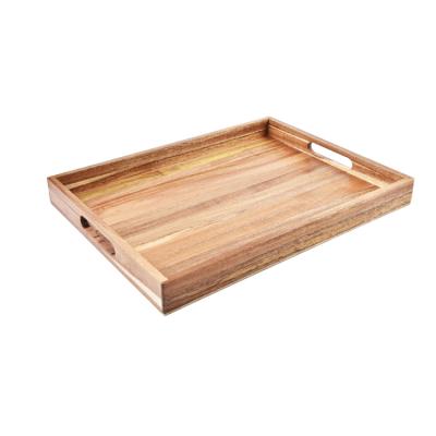 China Sustainable Decorative Serving Trays Tray For Breakfast Solid Wood Serving Tray With Handles for sale