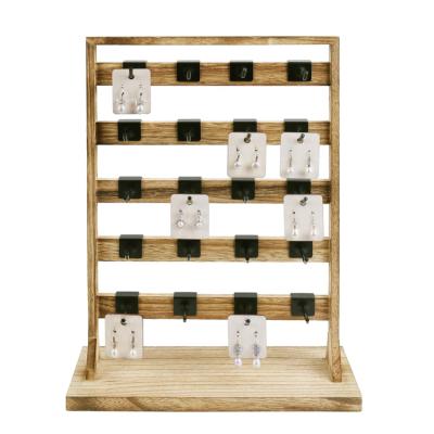 China Viable Wooden Jewelry Display Rack with 20 Hooks, Earring Card Display Holder Rack with Hooks, Jewelry Tower for Earring Cards for sale