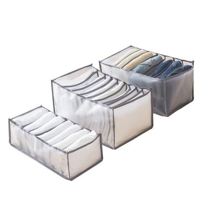 China CLASSIC Wardrobe Clothes Organizer 7 Grids Jeans Storage Box Closet Compartment Boxes Drawer Jeans Jars Organizer Pants for sale