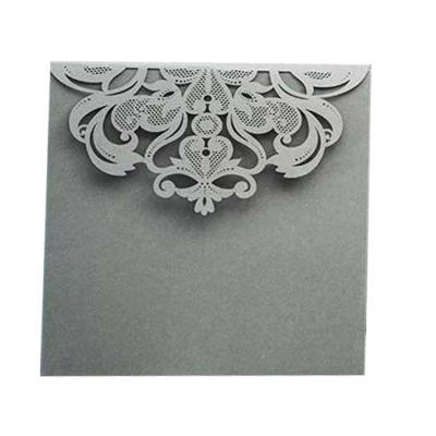 China Europe Gray Color Laser Cut Wedding Invitation Pocket For Wedding Party Blank Invitation Card DIY Card Design for sale