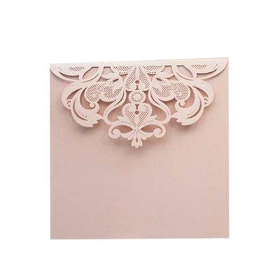 China Europe Pink Laser Cut Invitation Pocket For Wedding Indian Baby Shower Party Cards Wedding Invitations for sale