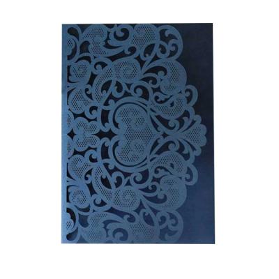 China Europe Bridal Wedding Anniversary Engagement Shower Graduation Party Navy Color Laser Cut Wedding Invitation Cards for sale