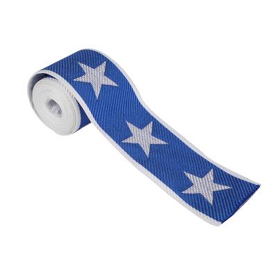 China 20MM-50MM High Tenacity Custom Polyester Colorful Pentagram Logo Jacquard Ribbon Print Webbing for sale