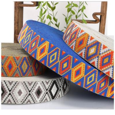 China Woven webbing 50mm colorful jacquard woven webbing elastic band polyester elastic webbing high tenacity for sale