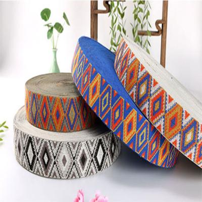 China Elastic Customized 50mm Colorful Woven Polyester Elastic Tidying Ribbons High Tenacity Jacquard Webbing for sale