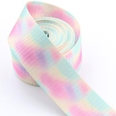 China Sustainable Development Durable Webbing Rainbow Pastel Seat Belt Webbing For Handbag Clothing Strap for sale