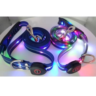 China Newly Designed Glowing Reflective 1In PVC Dog Leash Luminous Horse Leash Enough Tension Metal Rotating Buckle for sale