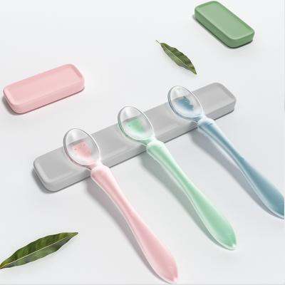 China Safe And Healthy Colorful Silicone Newborn Baby Food Spoon Viable Soft Spoon for sale