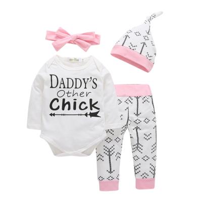 China 0-3 Months Baby Romper Newborn Baby Clothes Breathable Set For Girls With Headband for sale