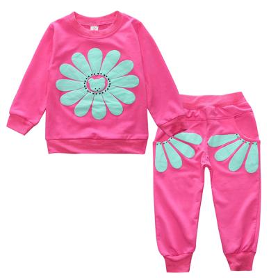 China Casual Spring Sunflower 2pcs Kids Clothing Baby Clothes Sets Girl Cotton Clothes For Kids for sale