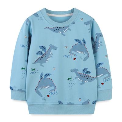 China Breathable Dinosaur Pattern Blue Autumn Kids Wear Long Sleeve Sweater For Girls for sale