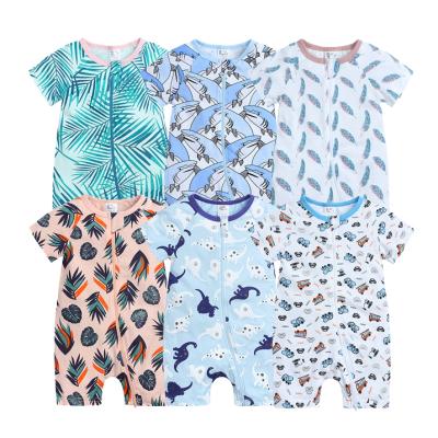 China Short sleeve print baby wear shorts 2 way zipper sleepsuit summer baby romper for sale