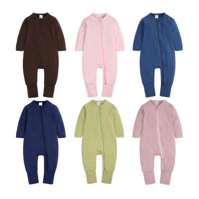 China Long Sleeve Baby Rompers Baby Romper Zipper Jumpsuit Baby Rompers Toddler Boy Clothes Plain Sleeper Baby Pajamas for sale