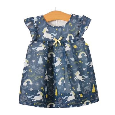 China Wholesale Fancy Breathable 6 Months To 4 Years Rainbow Unicorn Summer Infant Baby Dress For Girls for sale