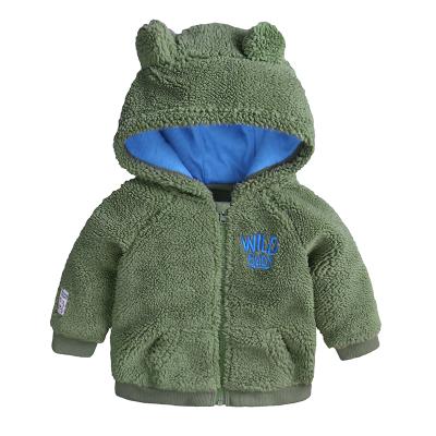 China Army Green Baby Zipper Toddler Fleece Coat Toddler Boy Hooded Jackets Anti-wrinkle Wholesale 3 To 18 Months for sale