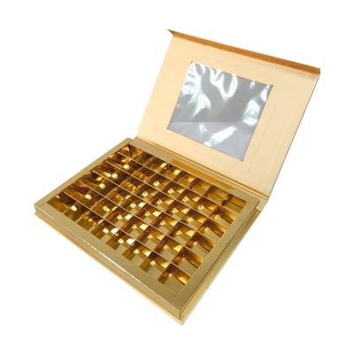 China Chocolate Packaging Box Recyclable Handmade Paper Gift Box With Gold Cardboard Lid Wholesale Luxury Truffle Candy Gift Box for sale