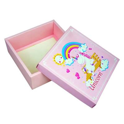 China 2021 Fashion Multi-size Recyclable Custom Paper Box With Lid Birthday Gift Luxury Sky And Earth Lid Box Cute Pink Apparel Box for sale