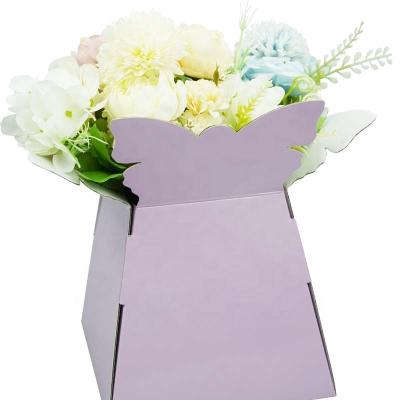 China Recyclable Hot Custom Wholesale Size Flower Packaging Corrugated Multi Color Butterfly Shape Rose Box Valentine's Day Vase Rose Flower Box for sale