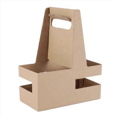 China Factory Custom Coffee Carrier Cup Holder Eco-Friendly Disposable Recyclable Take Away Drink Craft Paper Hot Cup Holder for sale